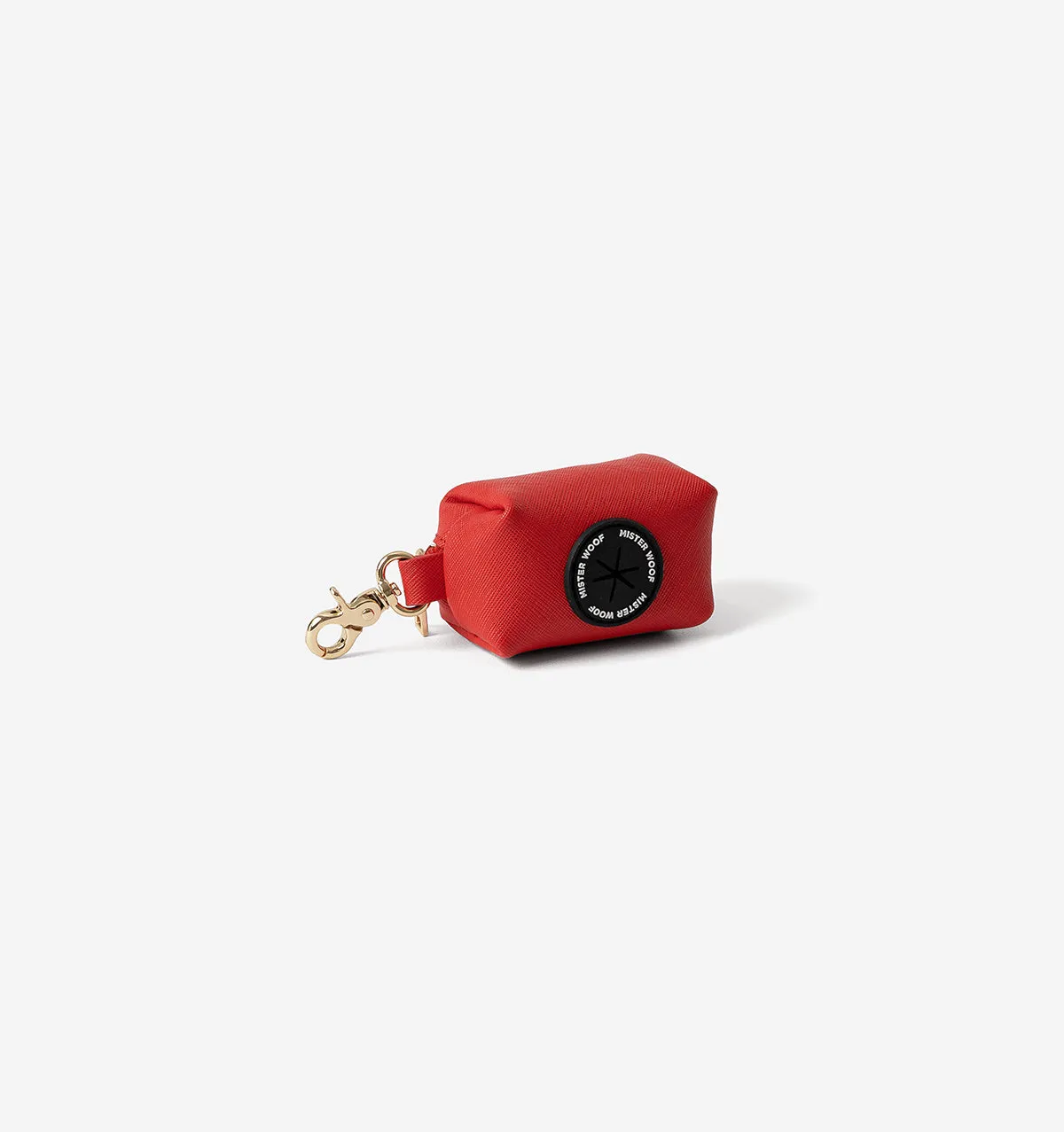 Red Leather Poop Bag Holder