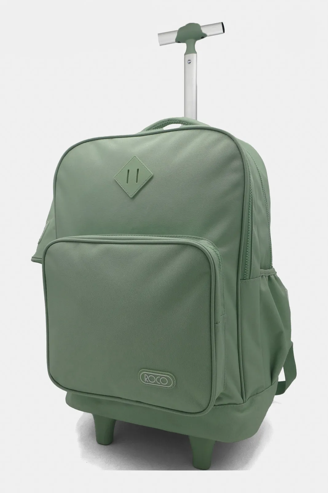 Roco Green Plain Trolley Bag With Pencil Case (18 Inch)