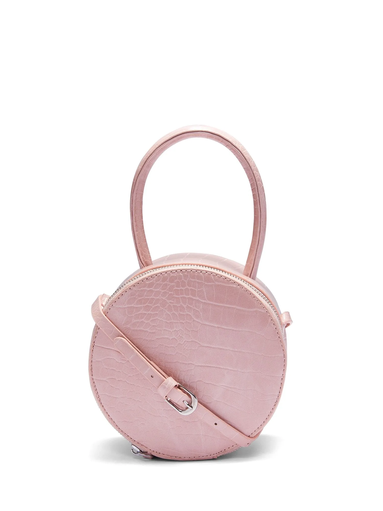 Round Crocodile-Embossed Bag