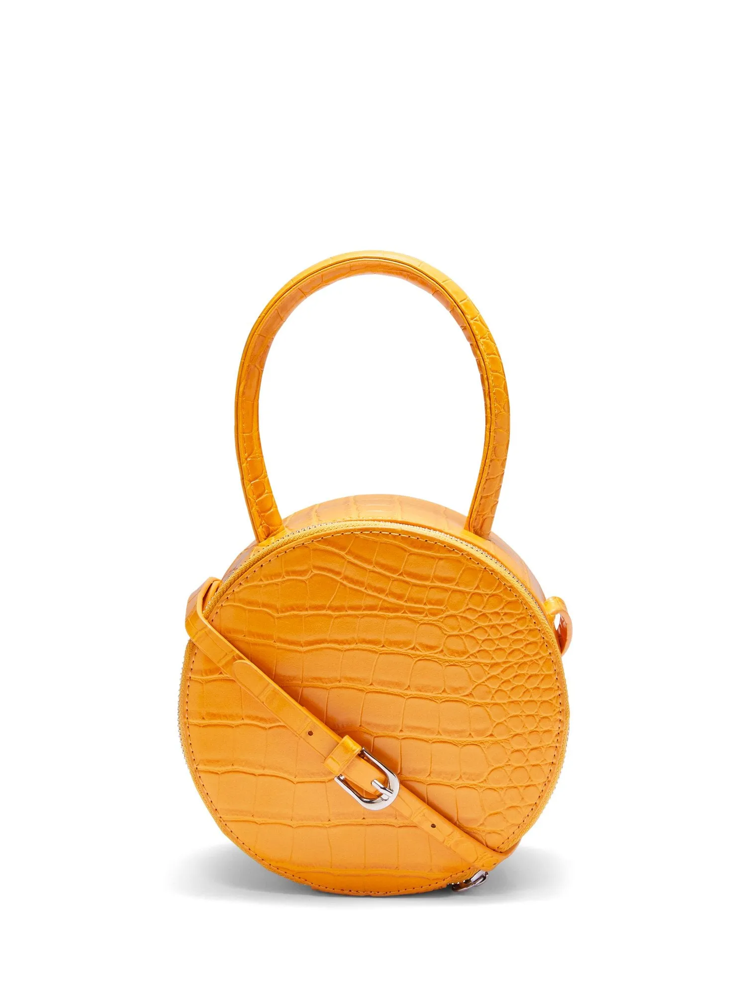 Round Crocodile-Embossed Bag