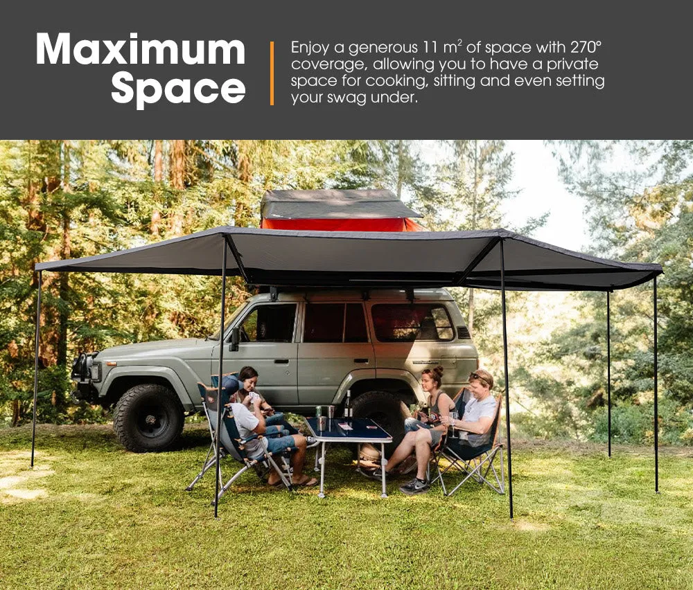 San Hima 270 Degree Free-Standing Awning 600D Double-Ripstop Oxford UPF50  4WD