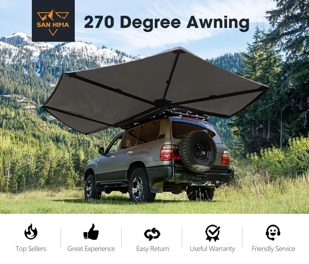 San Hima 270 Degree Free-Standing Awning 600D Double-Ripstop Oxford UPF50  4WD