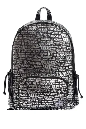 Signature in Black and Silver Rebel Raven Backpack with Black Zipper