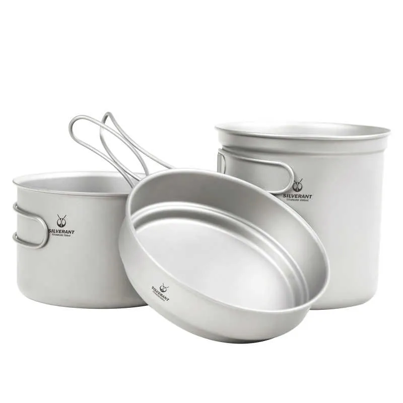 SilverAnt | Ultralight 3-Piece | Titanium Camping Cookware Set