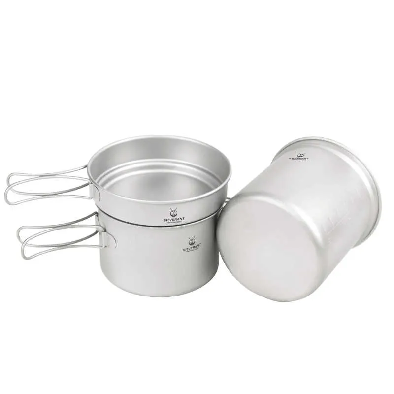 SilverAnt | Ultralight 3-Piece | Titanium Camping Cookware Set