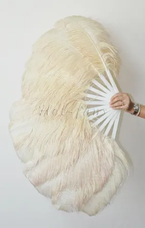 Single layer Beige Beginner’s Ostrich Feather Fan 25"x 45"