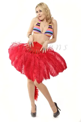 Single layer Red Beginner’s Ostrich Feather Fan 25"x 45"