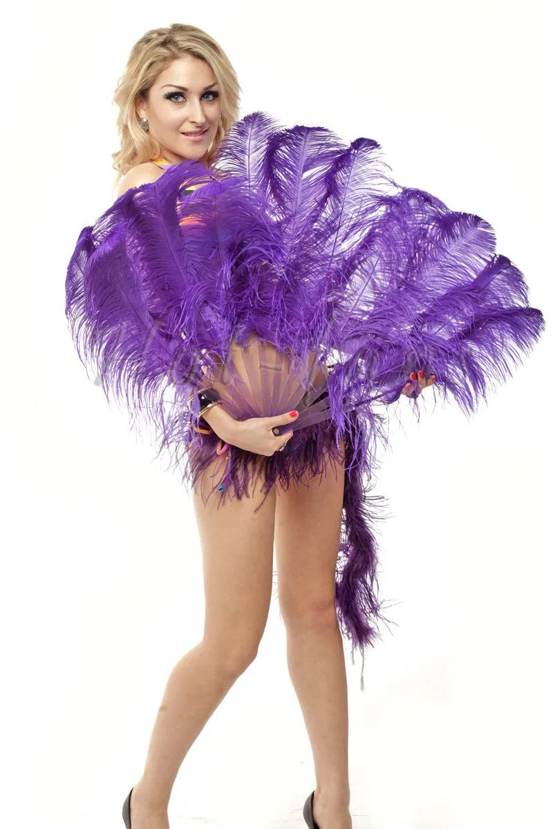 Single layer Violet Beginner’s Ostrich Feather Fan 25"x 45"