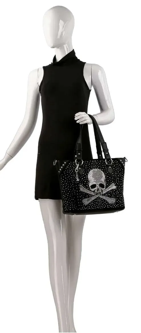 Skull & Crossbones Rhinestone Sparkle Tote