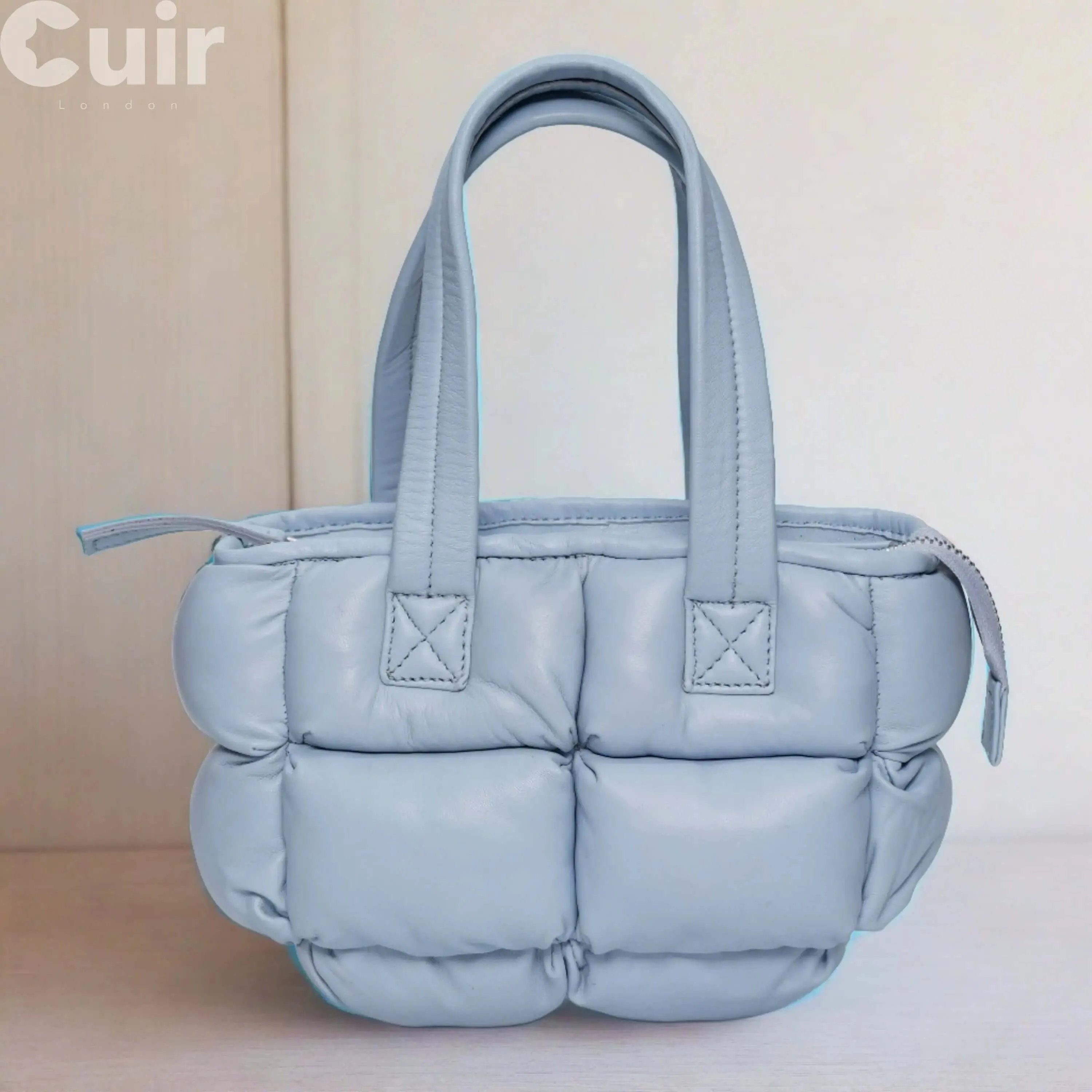 Small Baby Blue Genuine Leather Crossbody Bag