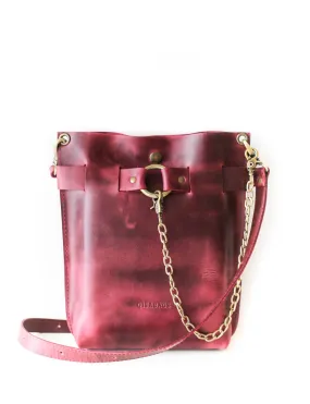 Small Burgundy Leather Bag -"Ring Belt" Edition