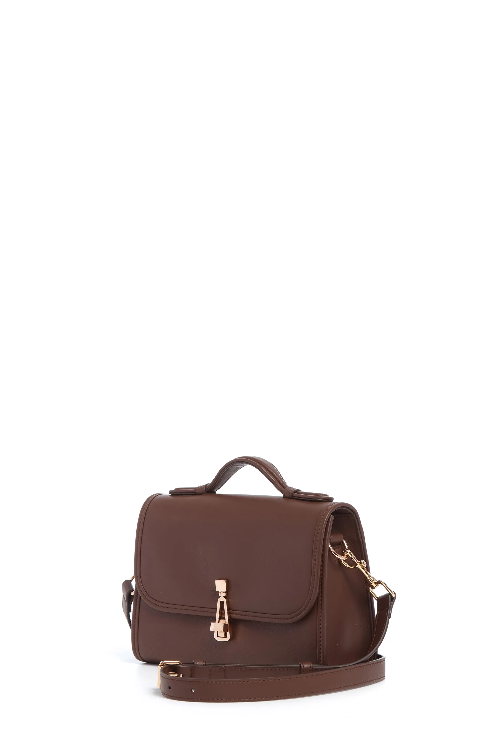 Small Leonora Flap Bag in Chocolate Leather