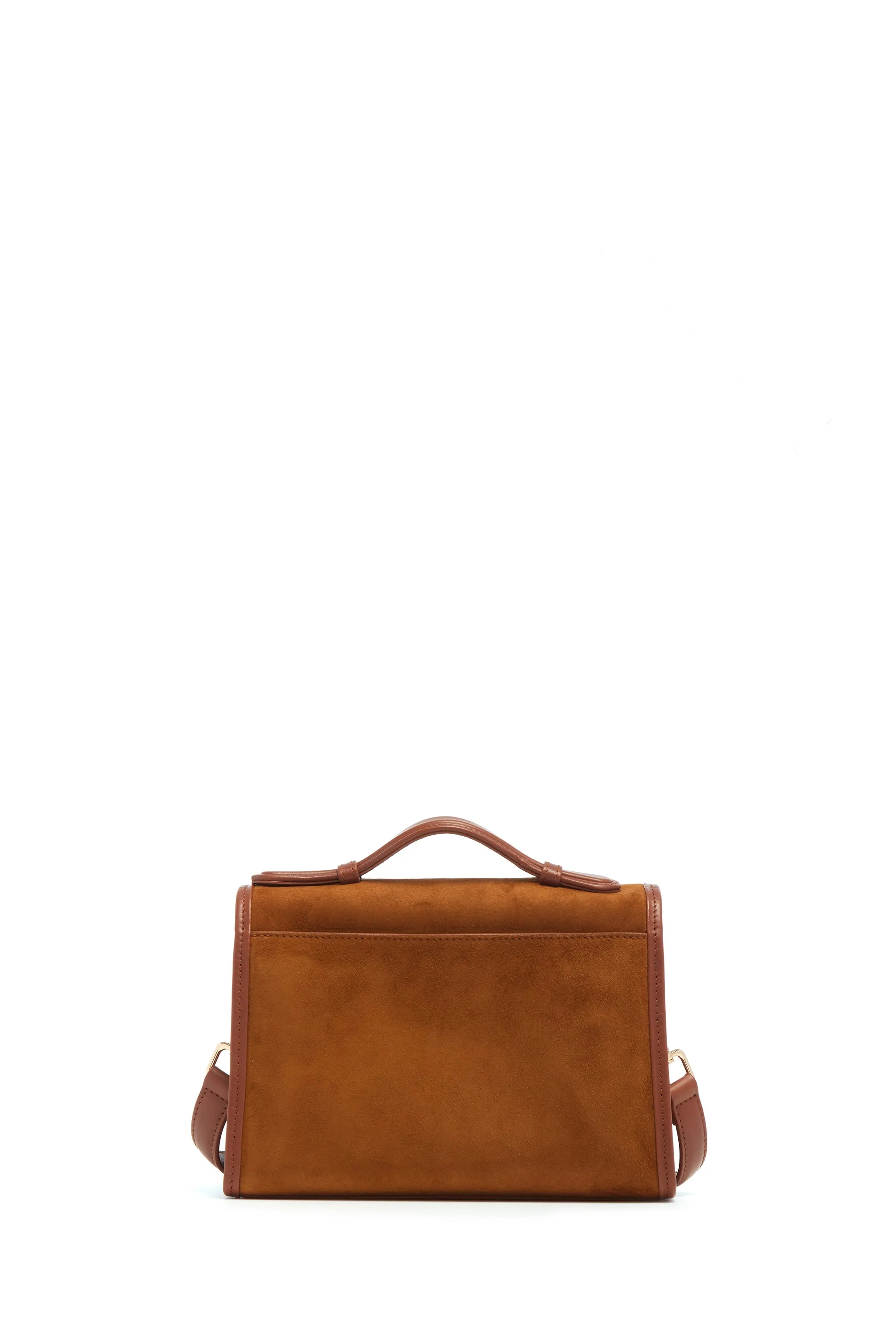 Small Leonora Flap Bag in Cognac Suede