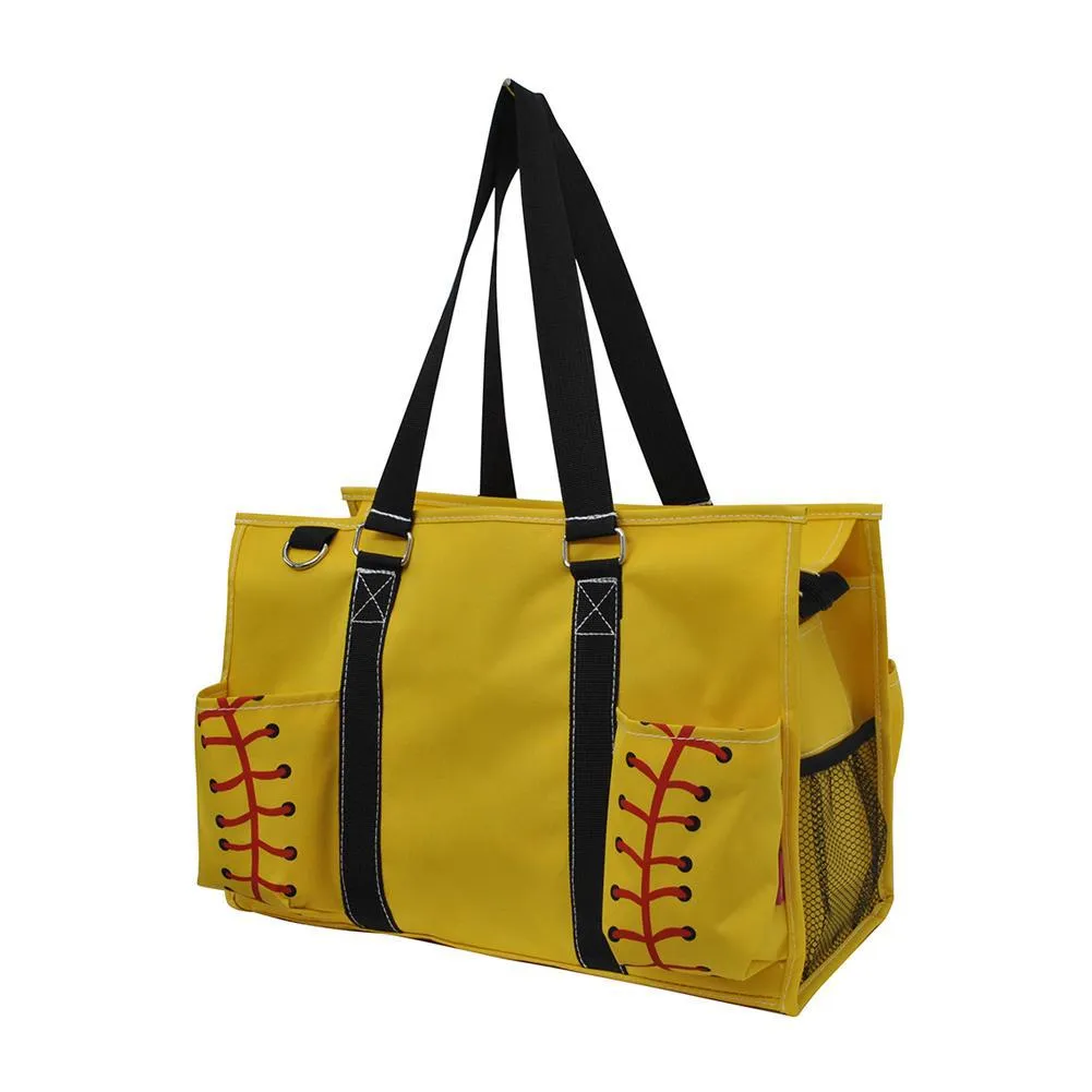 Softball Yellow NGIL Zippered Caddy Organizer Tote Bag