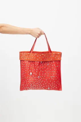 SS 2017 Red & Silver Studded Cabas Tote Bag