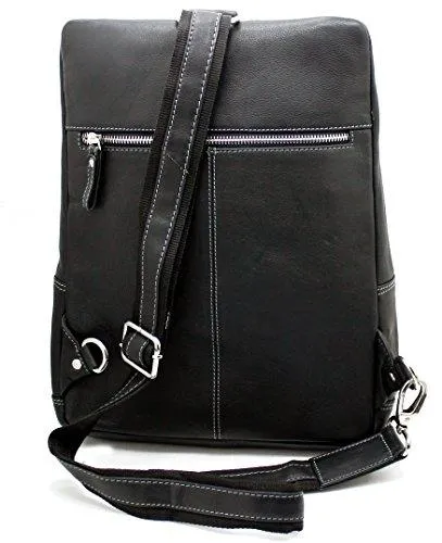 STARHIDE Mens Womens Real Leather Sling Backpacks Shoulder Cross body Rucksack Travel Messenger Bag 540 Black