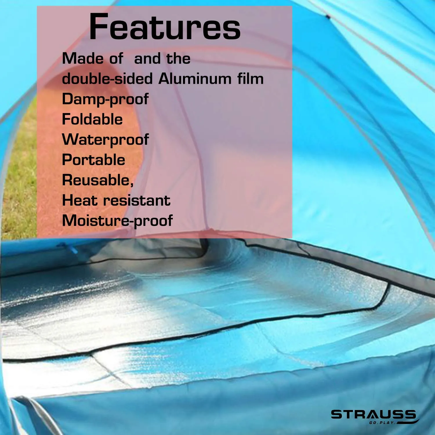 Strauss Camping Tent Mat | Double-Sided Moisture-Proof Aluminum Foil Foam Pad | Waterproof and Insulating Foil Mat | Picnic Mat | Camping Mat for Beach, Tent and Camping,(4 Person)