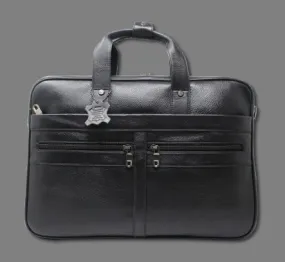 Taha 2 pocket Genuine Leather Black Laptop Bag