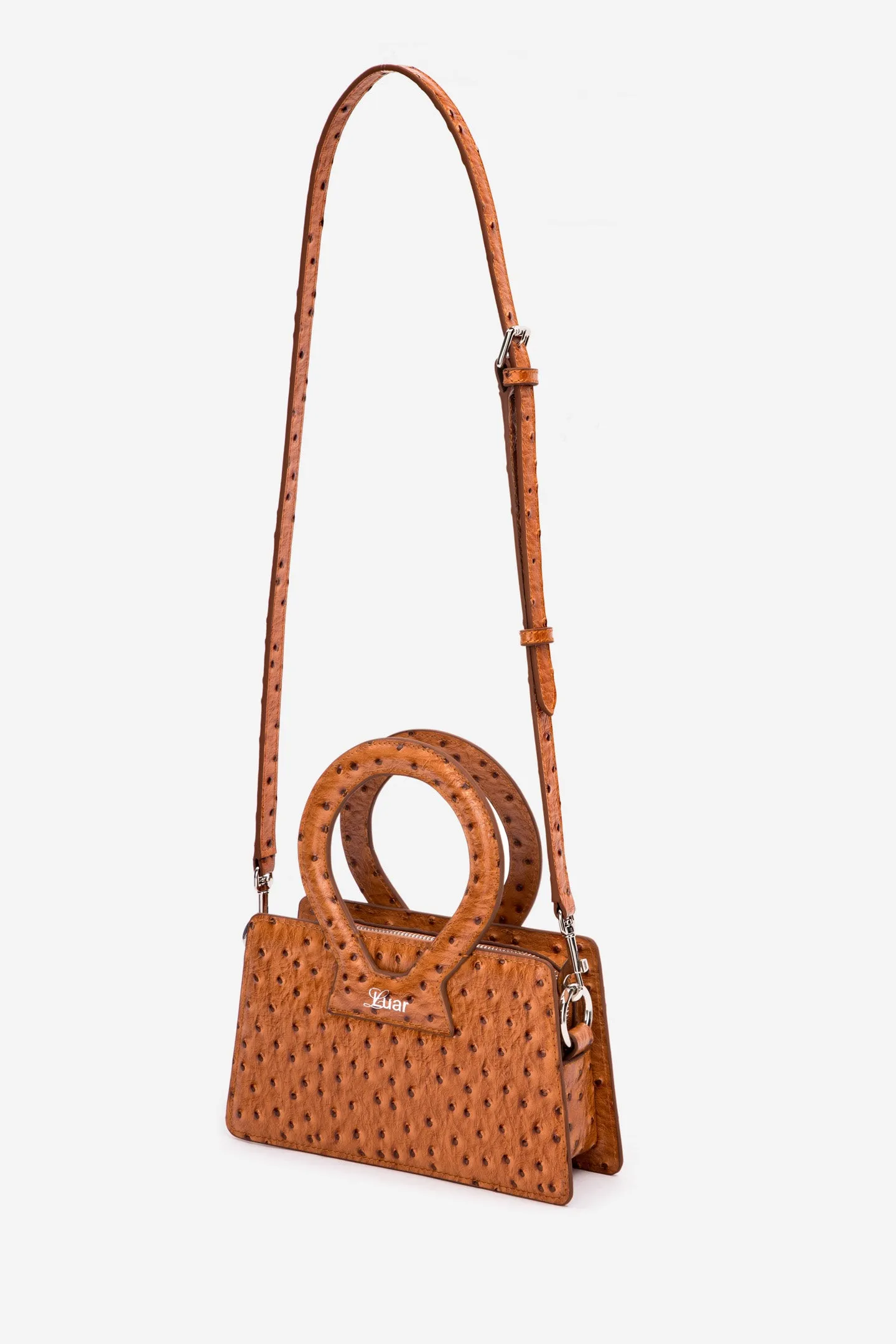 Tan Ostrich Embossed Small Ana