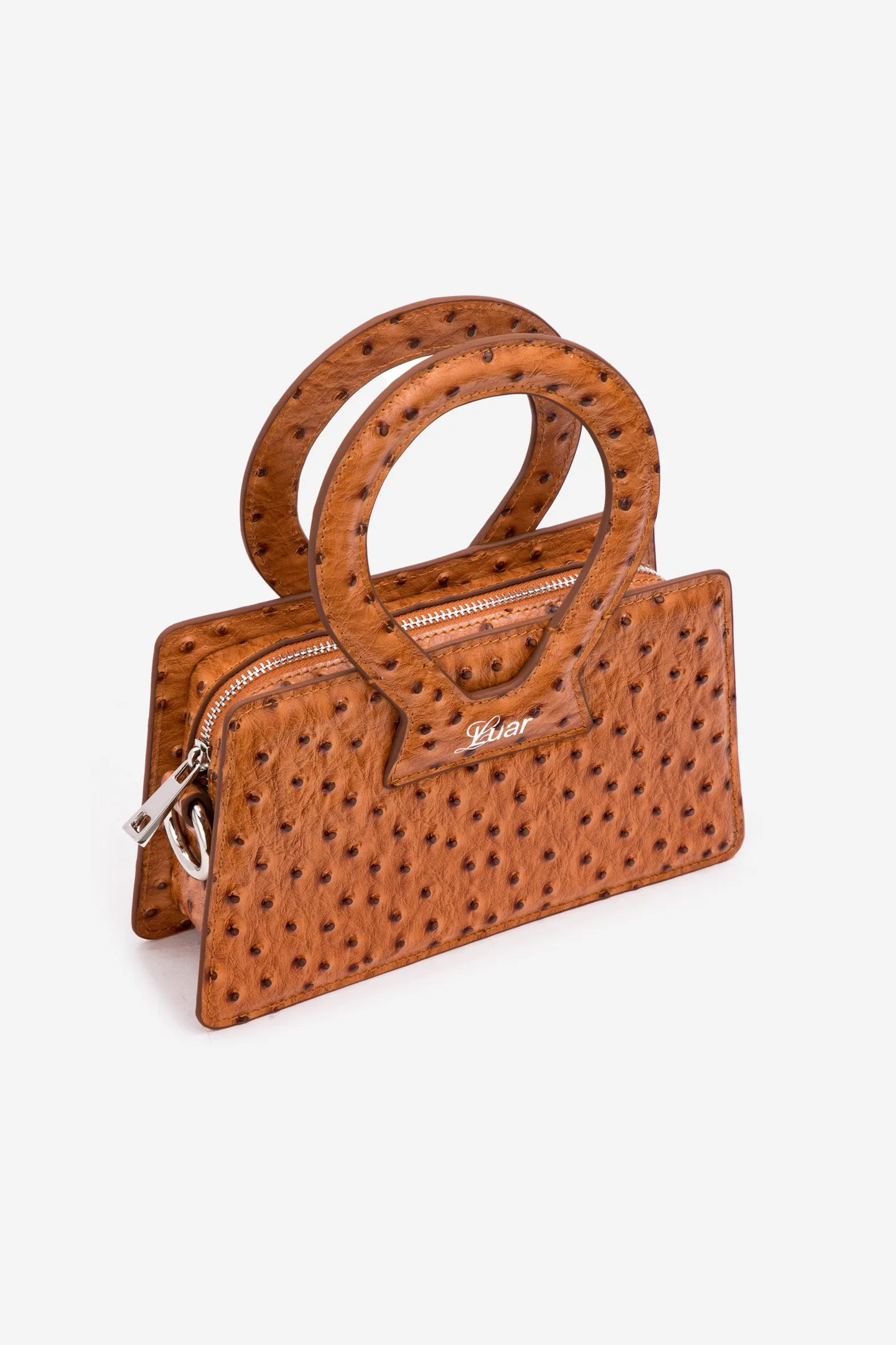 Tan Ostrich Embossed Small Ana