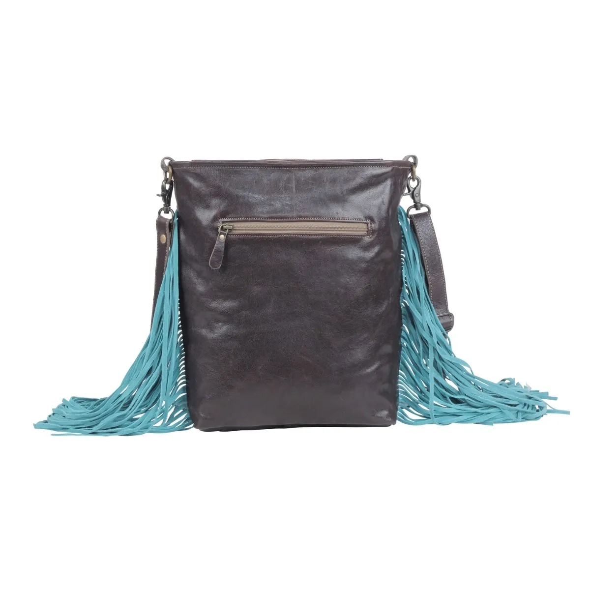 Tassles of ocean Leather & Hairon Bag