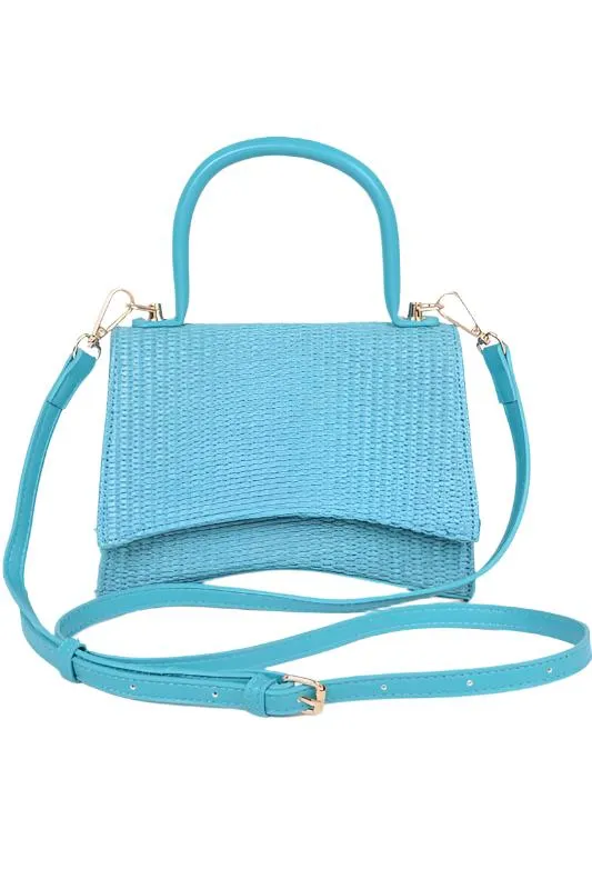 TEEK - Faux Straw Top Handle Crossbody Swing Bag