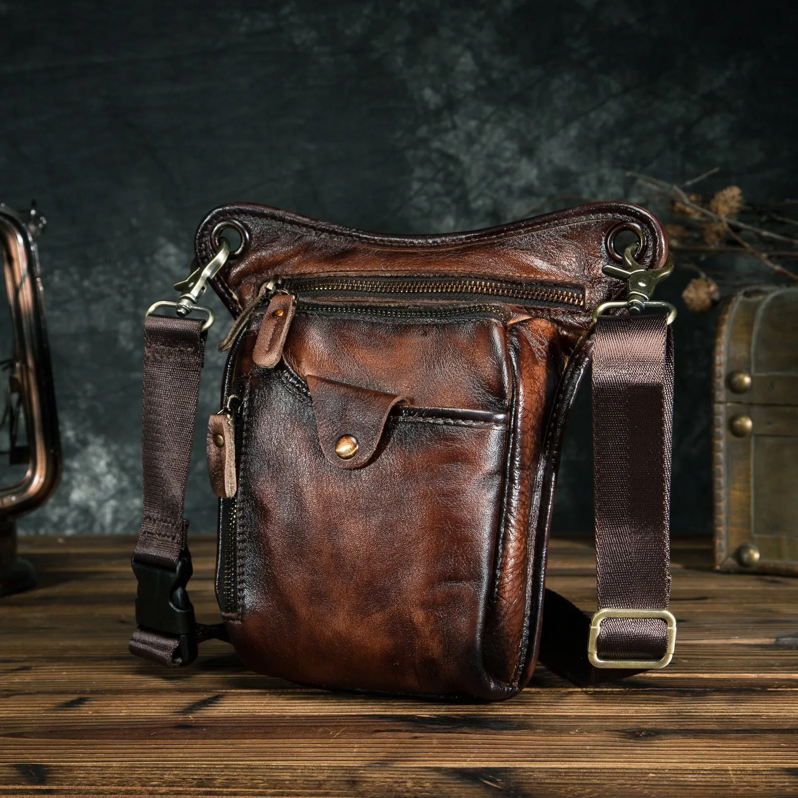 TEEK - Genuine Leather Mens Leg Bag | Variety Colors