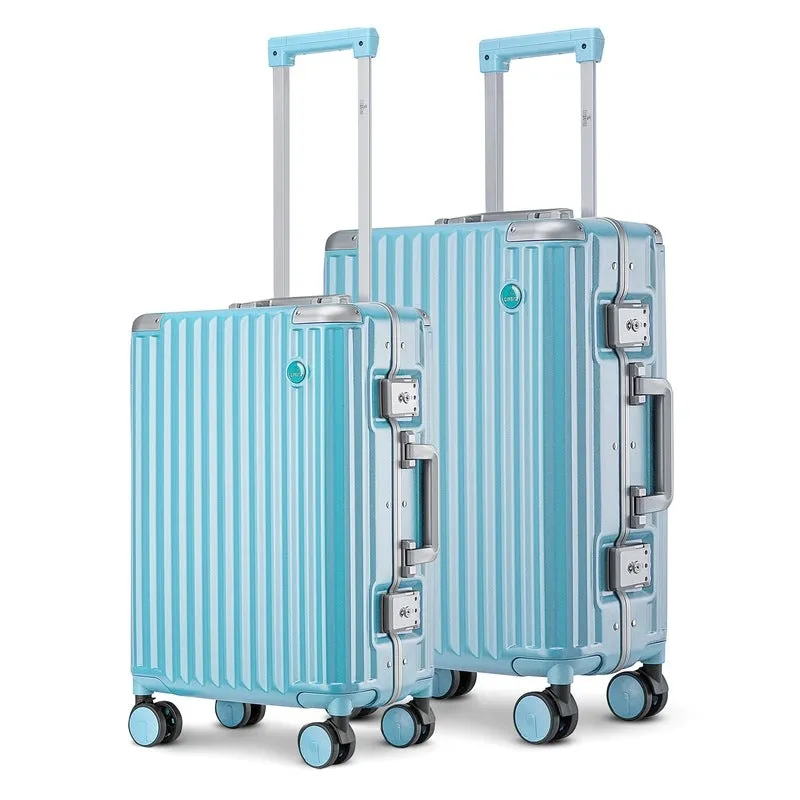 THE CLOWNFISH Combo of 2 Stark Series Luggage Polycarbonate Hard Case Suitcases Eight Wheel Trolley Bags with Double TSA Locks- Sky Blue (Medium 67 cm-26 inch, Small 57 cm-22 inch)