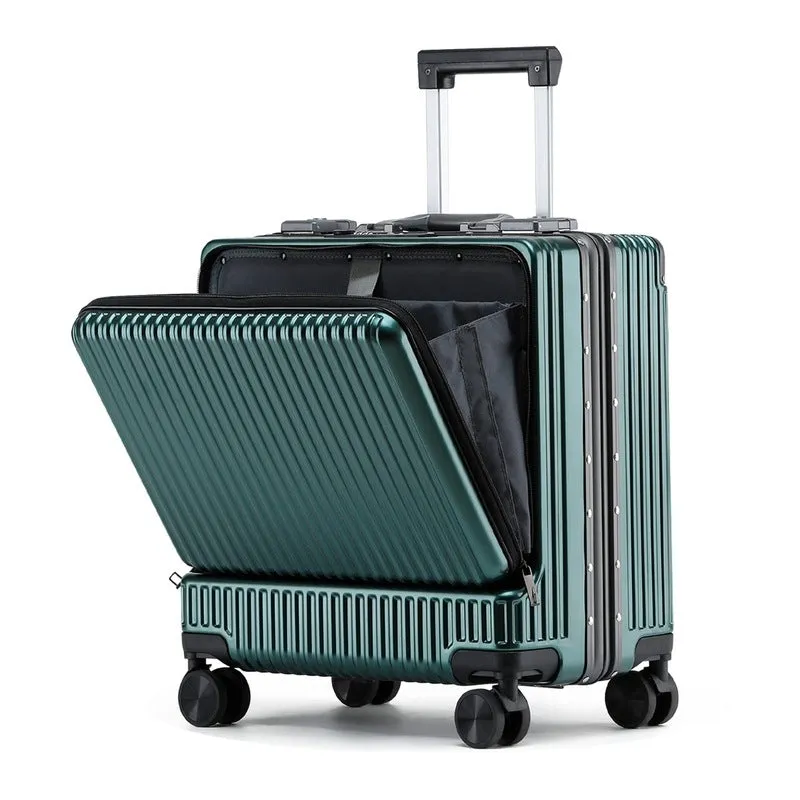 THE CLOWNFISH Jetsetter Series Carry-On Luggage - Polycarbonate, TSA Lock & USB Port | 44L | Dark Green