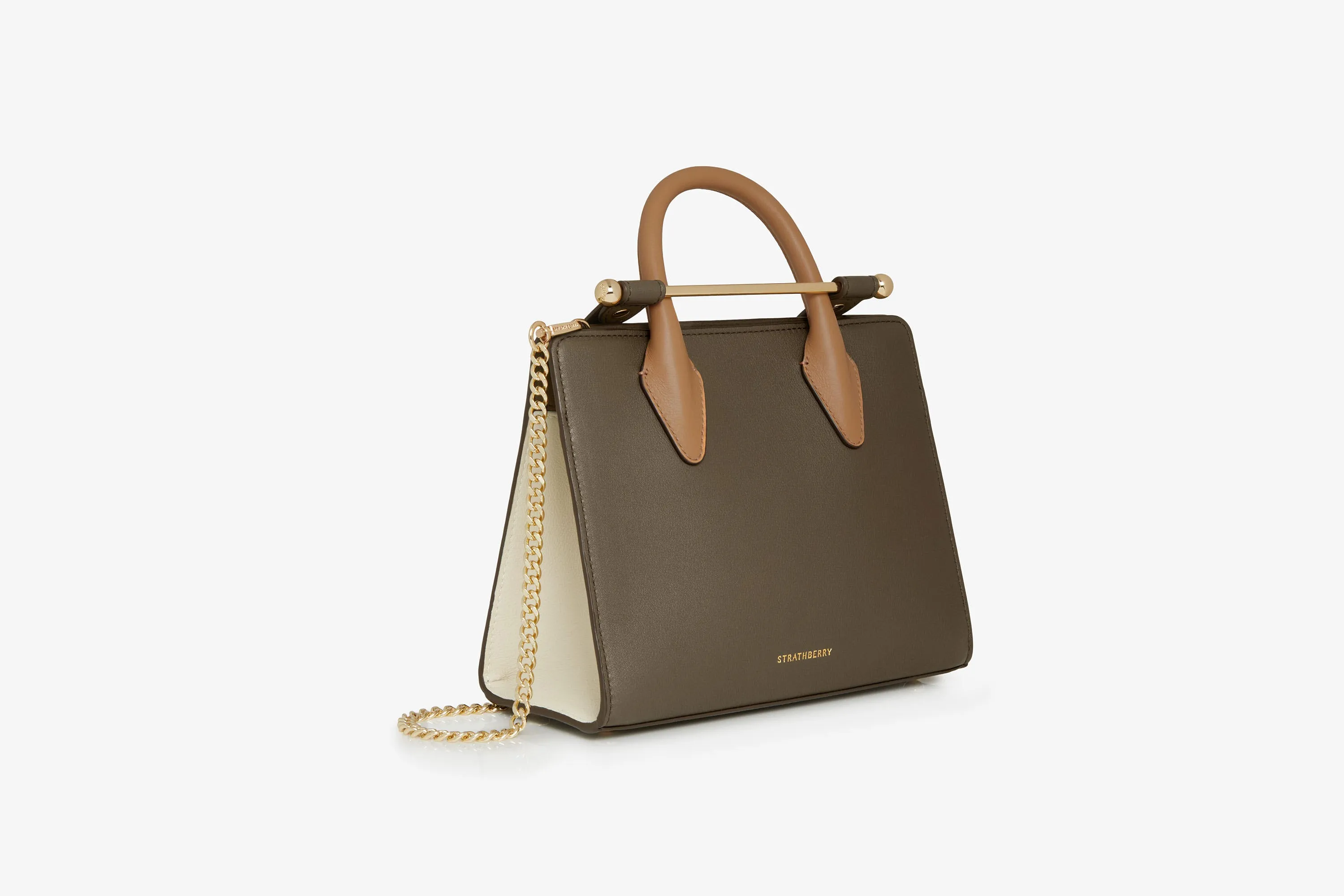 The Strathberry Mini Tote - Khaki/Caramel/Diamond