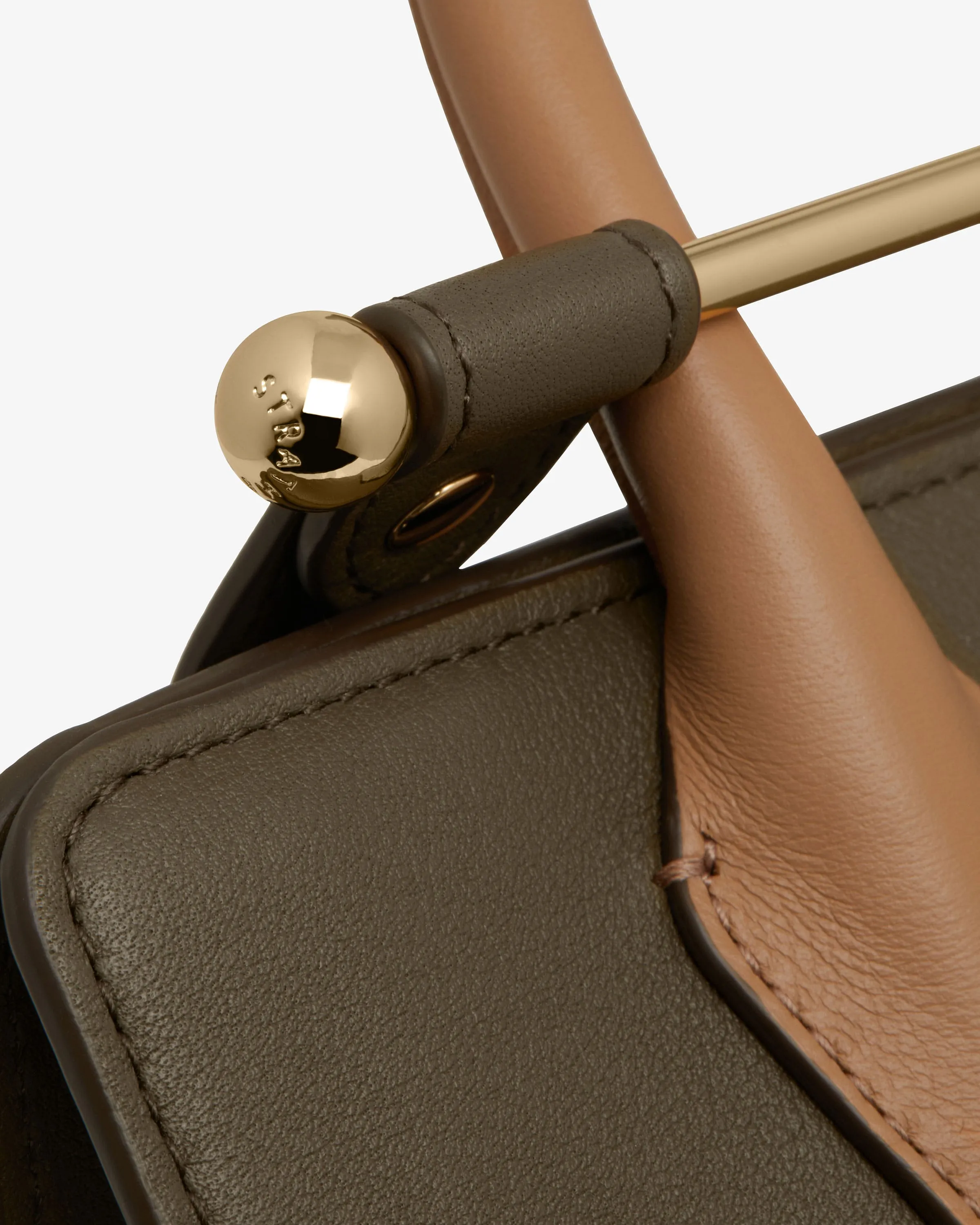 The Strathberry Mini Tote - Khaki/Caramel/Diamond