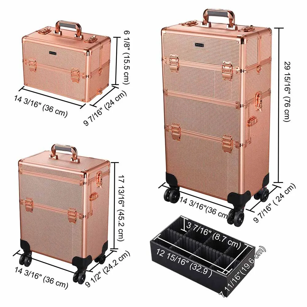 TheLAShop 2in1 Rolling Makeup Train Cosmetic Case 4-Wheel