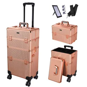 TheLAShop 2in1 Rolling Makeup Train Cosmetic Case 4-Wheel