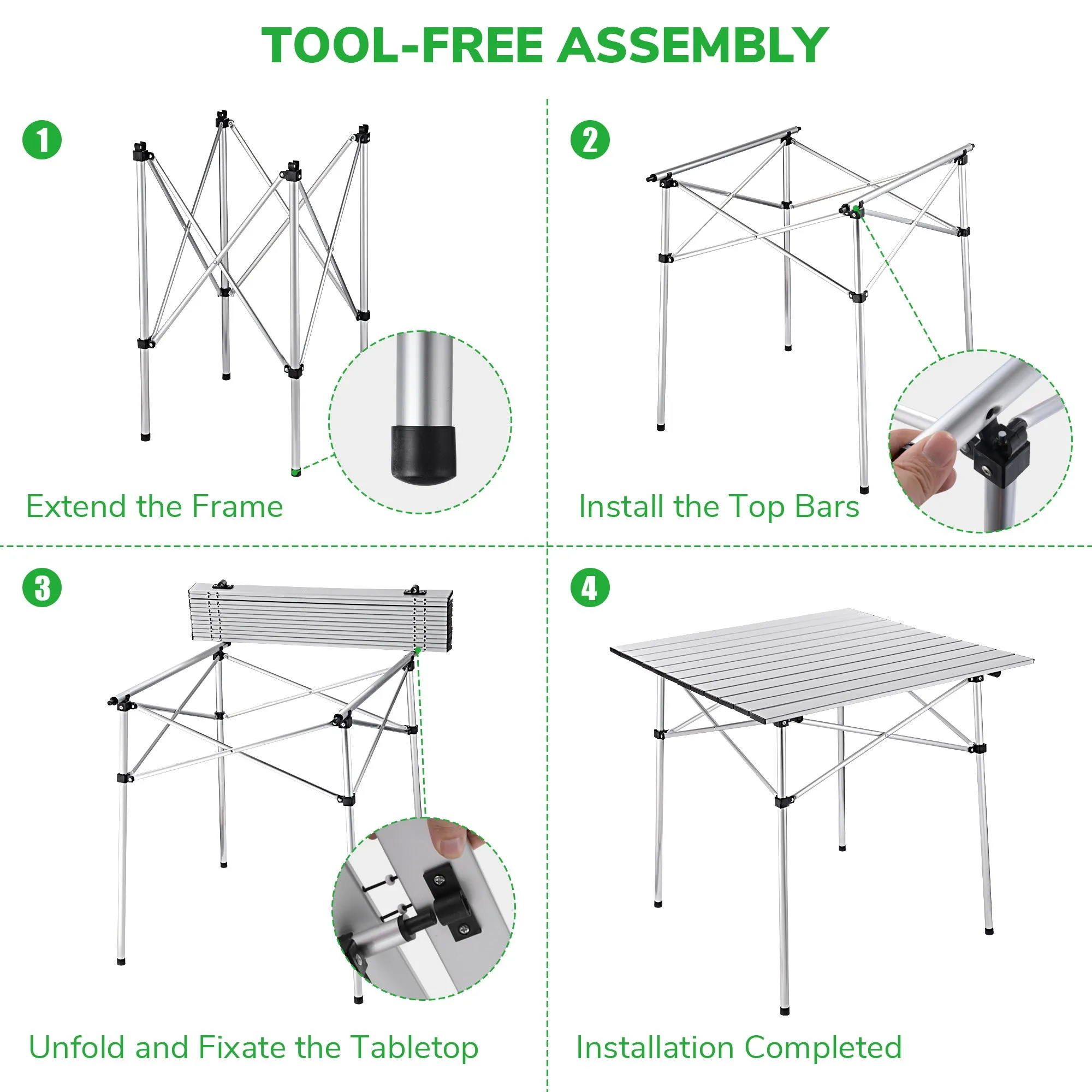 TheLAShop Aluminum Folding Camping Table Picnic Table 27x27.5in