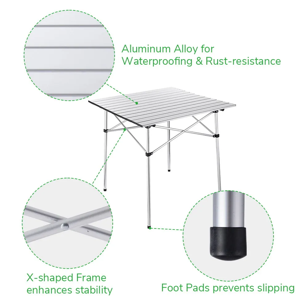 TheLAShop Aluminum Folding Camping Table Picnic Table 27x27.5in