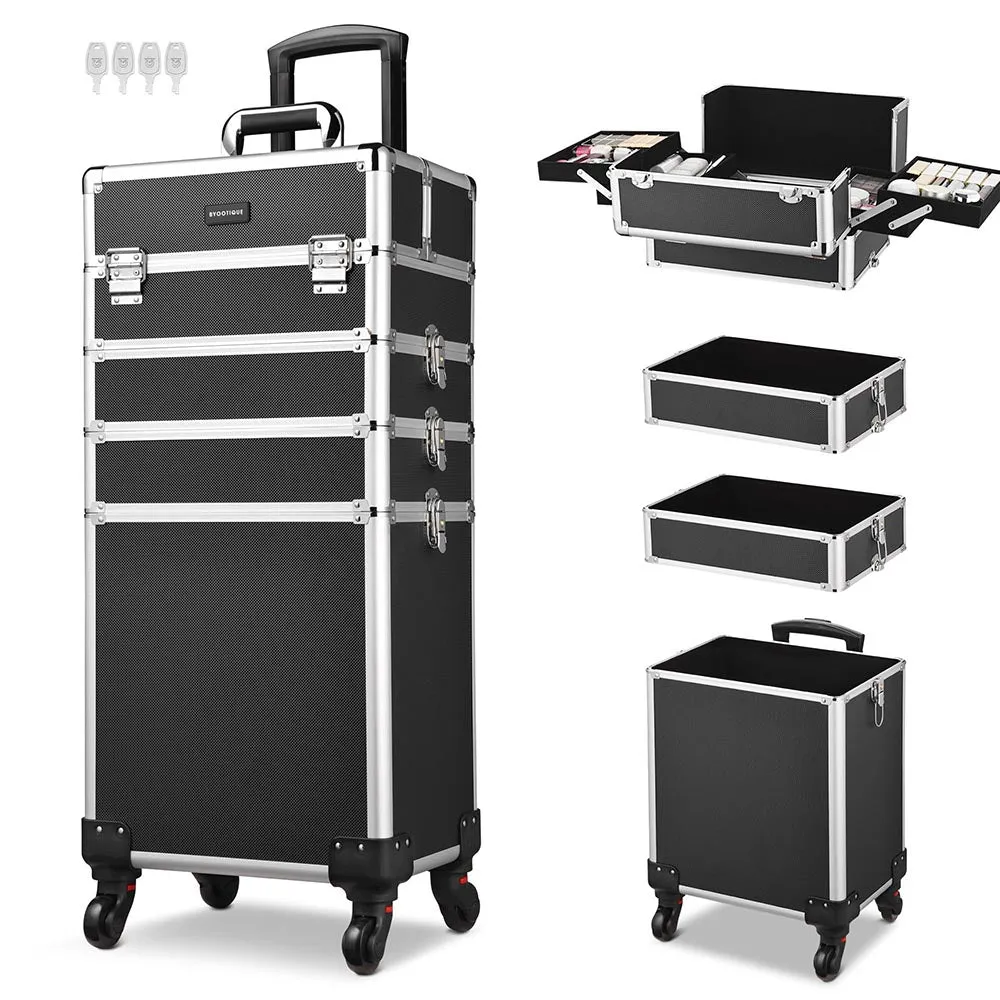 TheLAShop Pro 4in1 Rolling Makeup Case Cosmetic Trolley w/ Key Lock