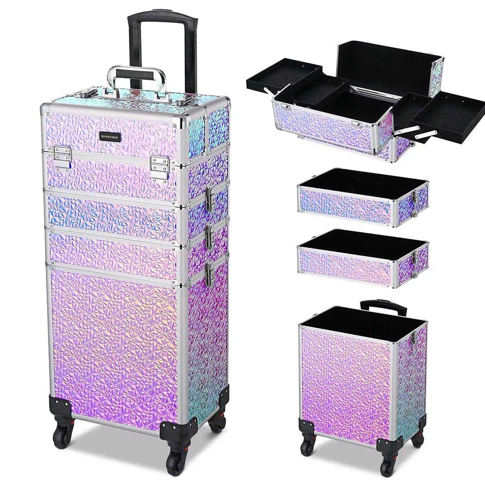 TheLAShop Pro 4in1 Rolling Makeup Case Cosmetic Trolley w/ Key Lock