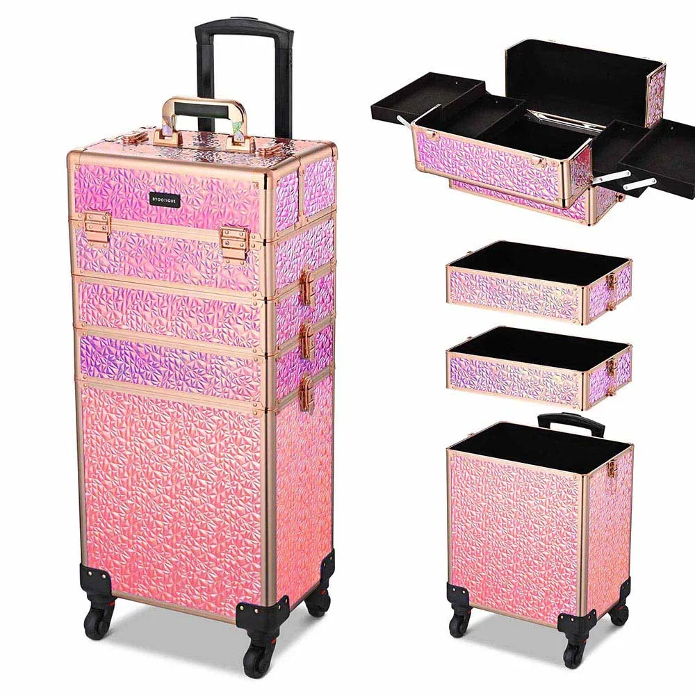 TheLAShop Pro 4in1 Rolling Makeup Case Cosmetic Trolley w/ Key Lock