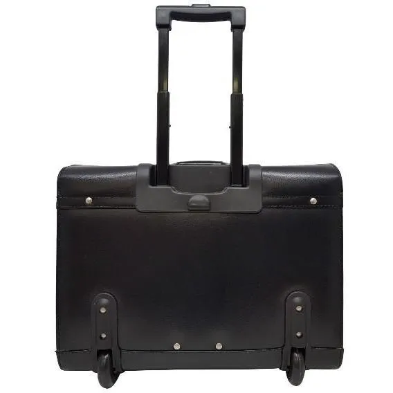 Tosca Leather Laptop Pilot Case With Wheels | Black