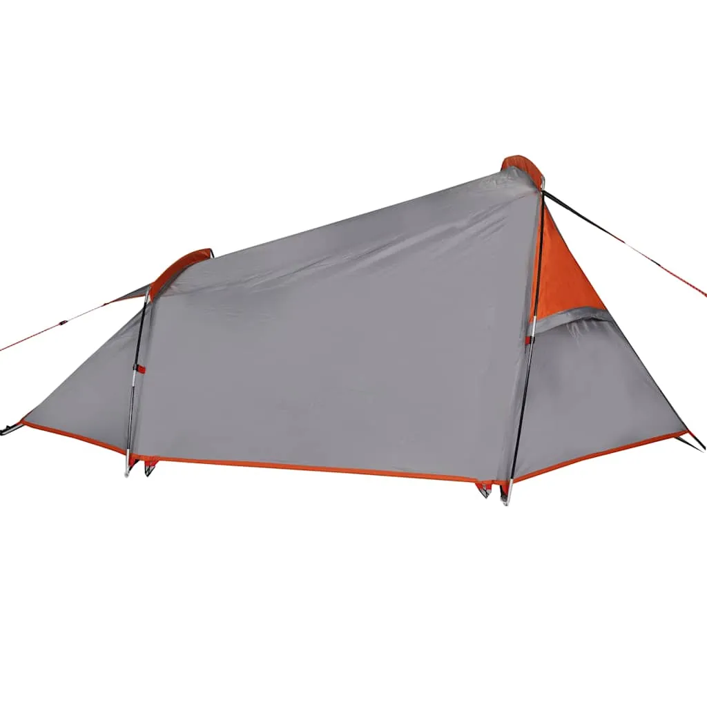 vidaXL Camping Tent Tunnel 2-Person Grey and Orange Waterproof