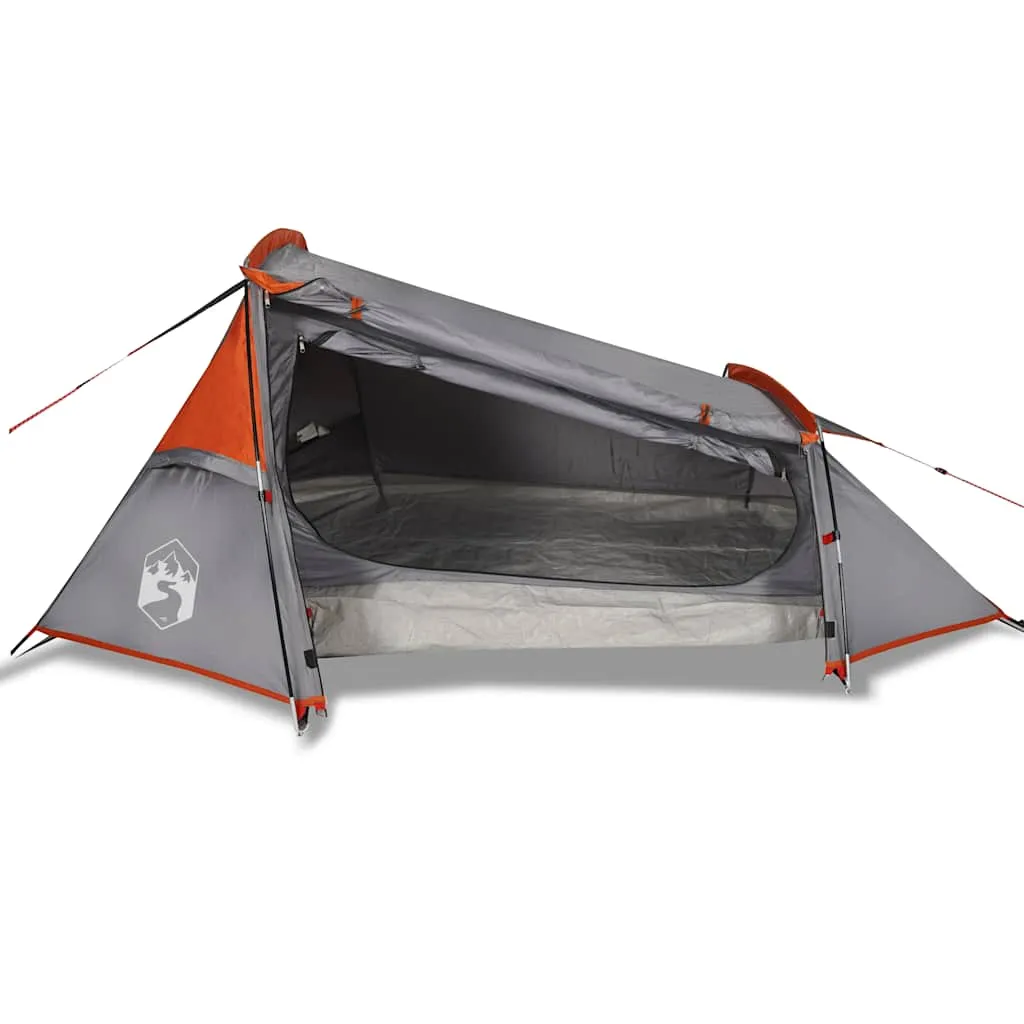 vidaXL Camping Tent Tunnel 2-Person Grey and Orange Waterproof