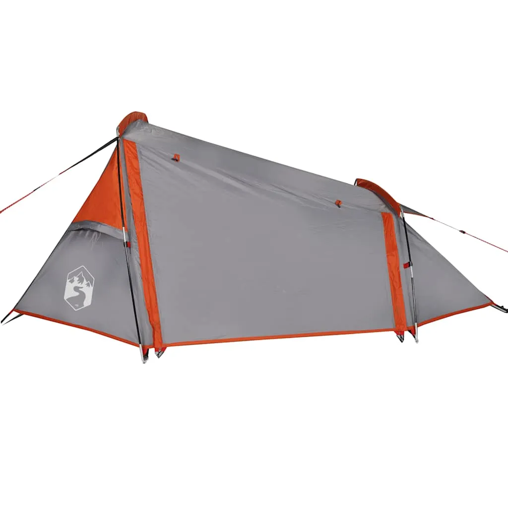 vidaXL Camping Tent Tunnel 2-Person Grey and Orange Waterproof