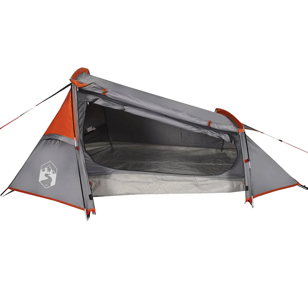 vidaXL Camping Tent Tunnel 2-Person Grey and Orange Waterproof