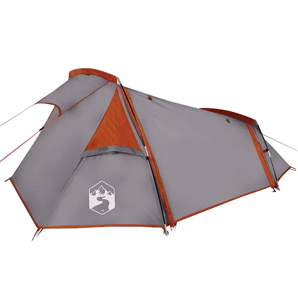 vidaXL Camping Tent Tunnel 2-Person Grey and Orange Waterproof