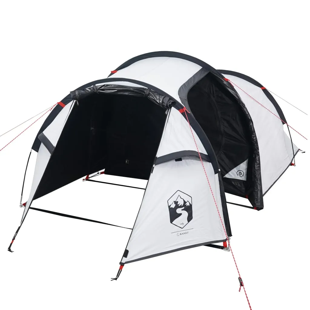 vidaXL Camping Tent Tunnel 2-Person White Blackout Fabric Waterproof