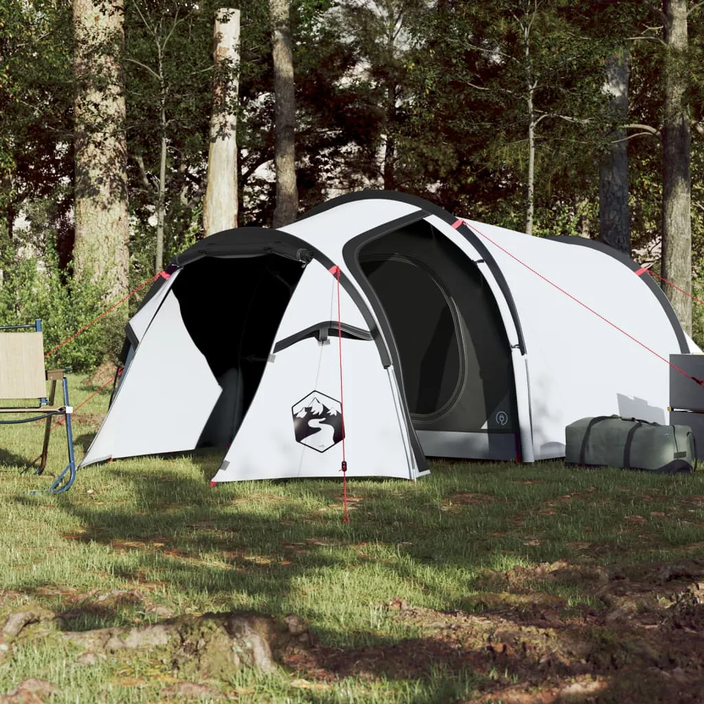 vidaXL Camping Tent Tunnel 2-Person White Blackout Fabric Waterproof