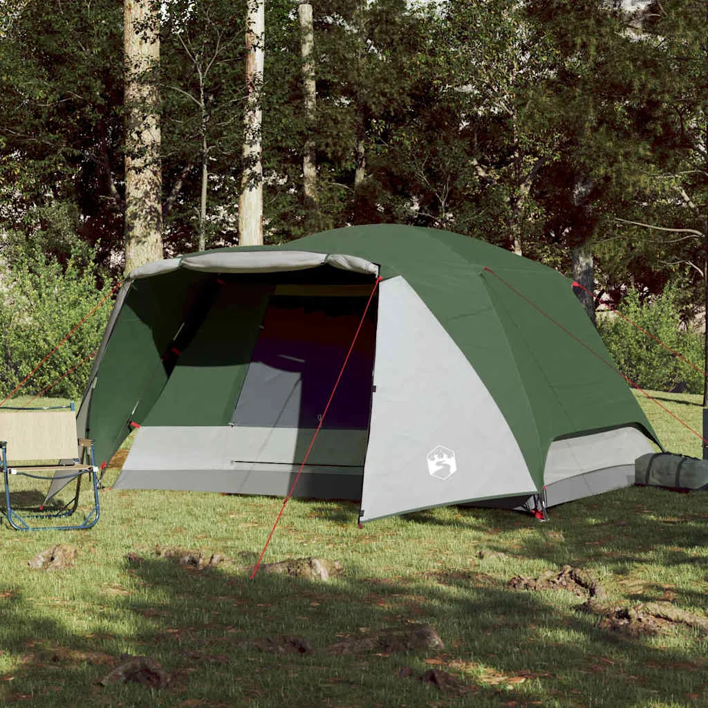 vidaXL Camping Tent with Porch 4-Person Green Waterproof