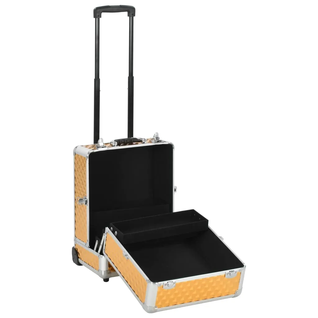 vidaXL Make-up Trolley 35x29x45 cm Gold Aluminium