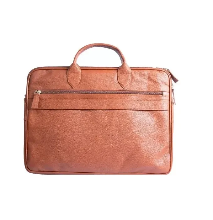 Vintage Midnight Light Brown Leather Laptop Bag