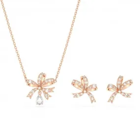 Volta Rose Gold-Tone Plated White Bow Set 5661680